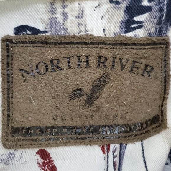 North River Bow Hunter Deer Elk Print Button Down Men's Cotton Shirt Size L - Picture 9 of 12